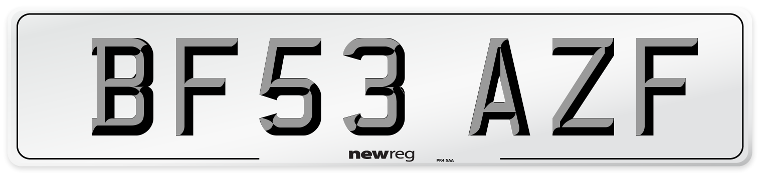 BF53 AZF Number Plate from New Reg